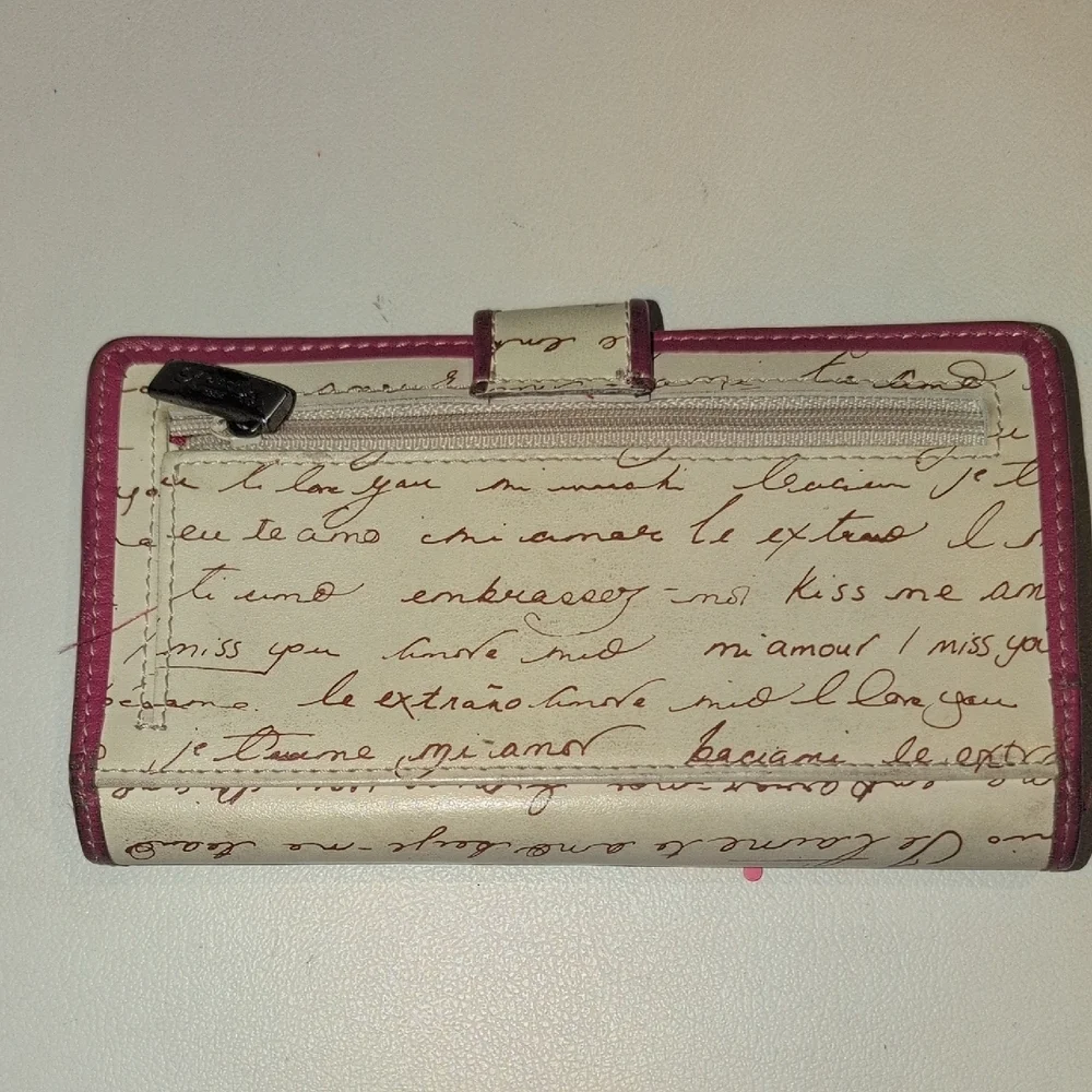 Fossil Pink and Cream Heart Wallet